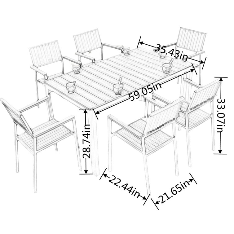 17 Stories Puchta 6 Person Rectangular Outdoor Dining Set Wayfair